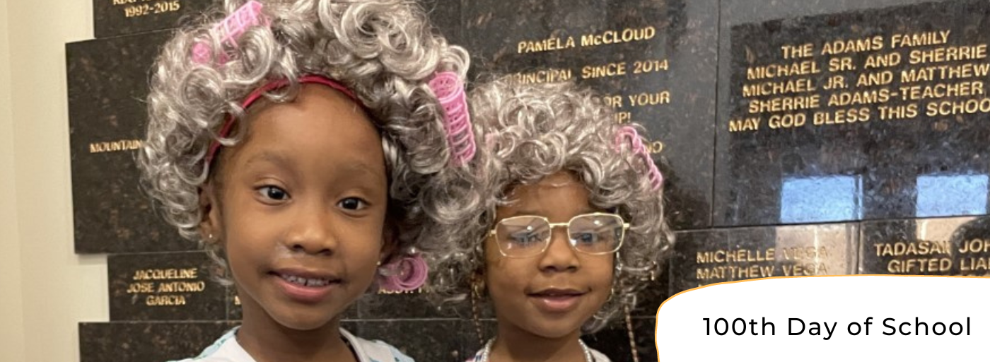 2 students dressed like grandparents on the 100th Day of School